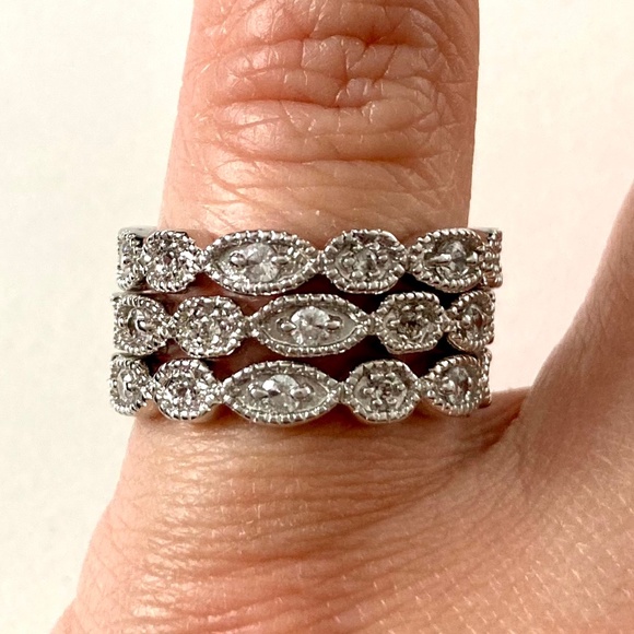 Stella & Dot Stackable Rings Deco - Silver - Size 6 - Picture 2 of 7